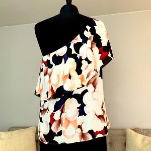 1. State Floral Asymmetrical Ruffled Blouse